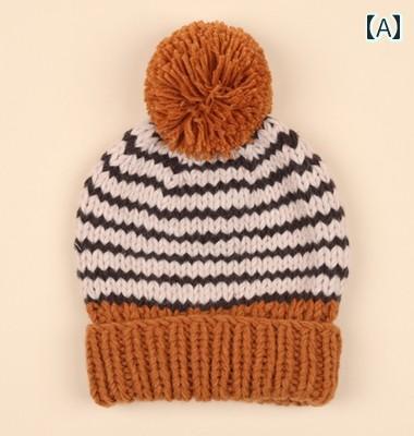 ベビー 帽子 防寒 韓国 子供 男の子 女の子 冬 ウール かわいい 暖かい サイズ調整 ヘッド ボール 防風..