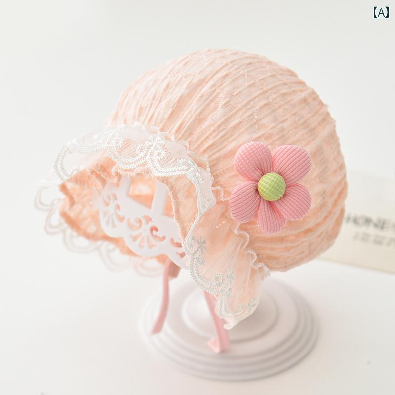 ボンネット帽 新生児 帽子 0 3ヶ月 赤ちゃん メンズ レディース 赤ちゃん 大泉門保護 夏 小花 レース