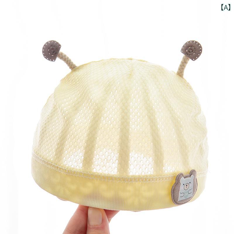 帽子 ベビー 新生児 夏 薄手 通気性 大泉門保護 キャップ 綿 通気性 頭部保護 かわいい