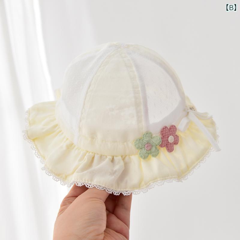ベビー 赤ちゃん 子供 夏 レースコットン帽子 UV陽射し対策 頭保護 かわいい おし...