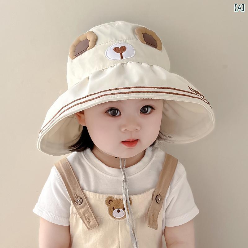 ベビー キッズ 子供 夏 クマつば広サンバイザー メンズ レディース兼 UV陽射し対策 調整可能 かわいい おしゃれ 快適 通気性 柔らかい 外遊び 屋外 外出...