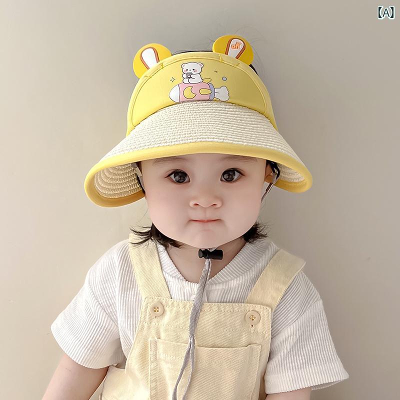 ベビー キッズ 子供 夏 つば広サンバイザー メンズ レディース兼 UV陽射し対策 調整可能 かわいい おしゃれ 快適 通気性 柔らかい 外遊び 屋外 外出 レ...