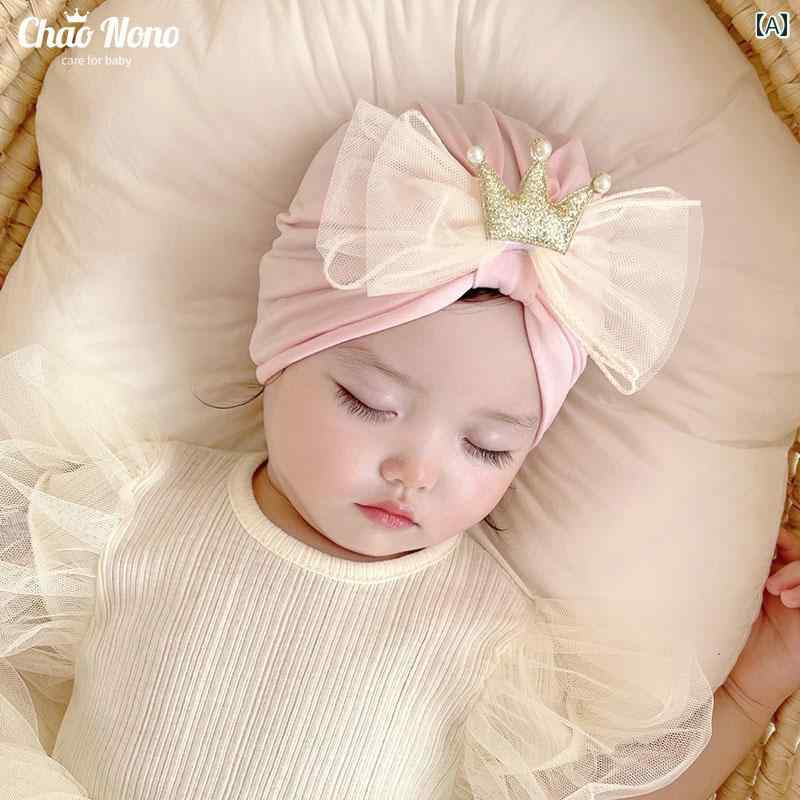 ターバンキャップ 春夏生児 胎児 帽子 韓国 リボン クラウン リトル プリンセス インディアン 帽子 レ..