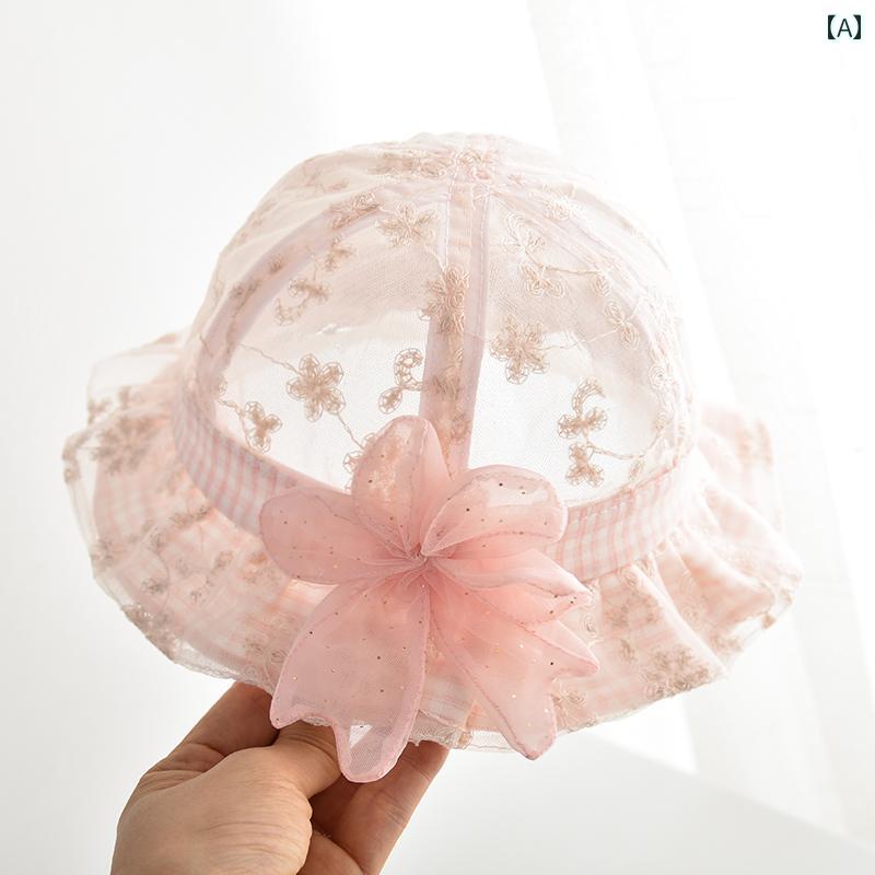 帽子 ベビー 赤ちゃん サンハット 日よけ かわいい 日焼け防止 夏 薄手 プリンセス 女の子 おしゃれ キ..