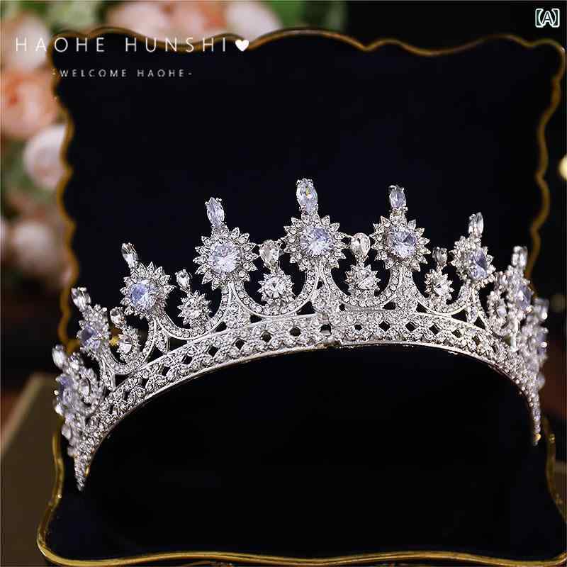 レトロ 合金 ウエディング 新婦 結婚式 花嫁 ティアラ きらきら エレガント 上品 ヘアーアクセサリー フォトスタジオ