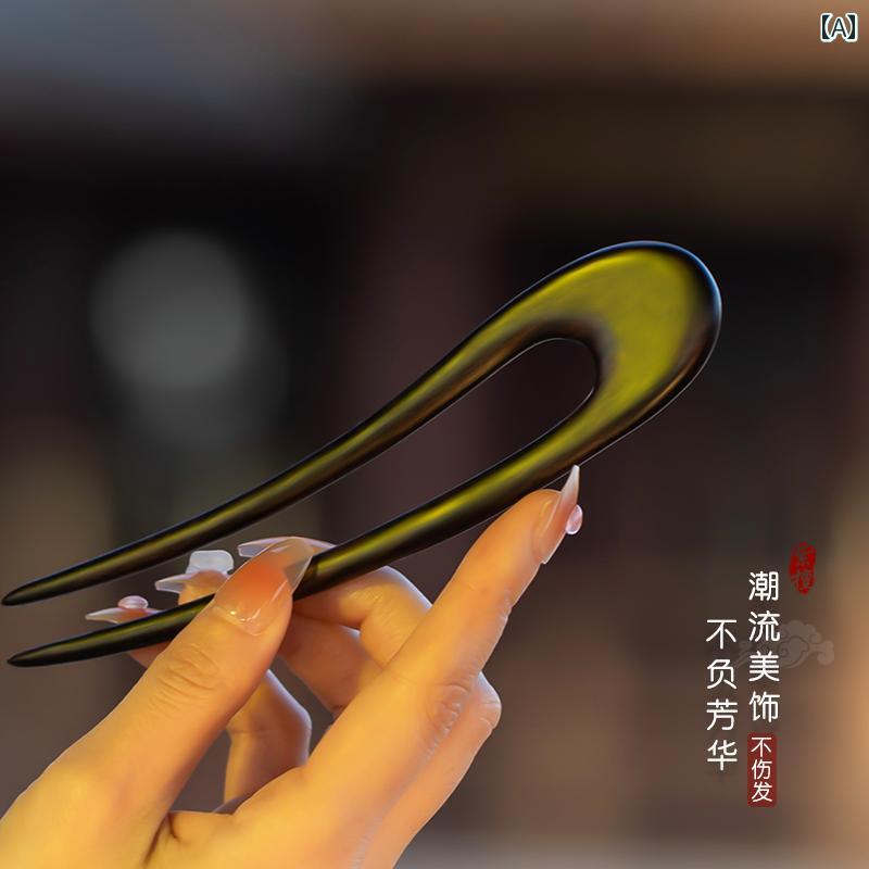 かんざし レディース ヘアアクセサリー 簪 エスニック 髪飾り U字型 ヘアピン 中国式 デイリー ボールヘッド レトロ 木 サンダルウッド