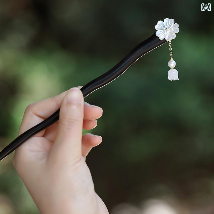 かんざし レディース ヘアアクセサリー 簪 エスニック 髪飾り 黒 サンダルウッド ヘアピン チャイナ風 ボールヘア アクセサリー クラシック デイリー 通勤