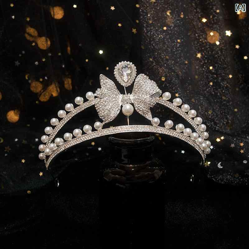 クラウン ティアラ ジュエリー アクセサリー ブライダル リボン ヘッドドレス ウェディング シンプル エレガント 豪華感 パール