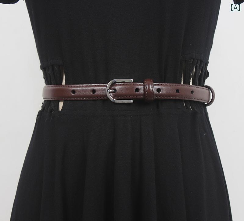 ベルト レディース ファッション 装飾 パンツ 細め 革 ブラック シンプル 快適 オフィス