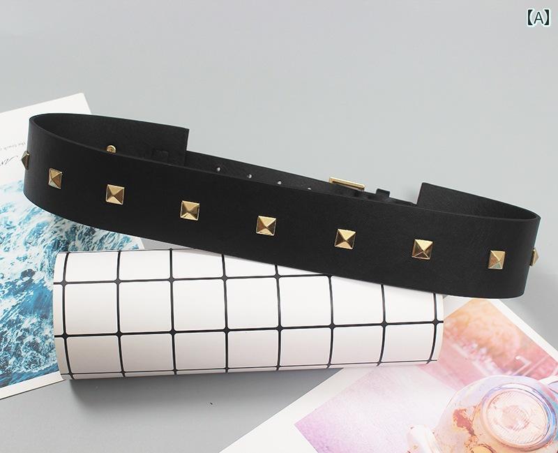 幅広 ベルト レディース スカート 飾り 黒 アクセサリー おしゃれ 快適 スタイリッシュ 豪華感 ブラッ..