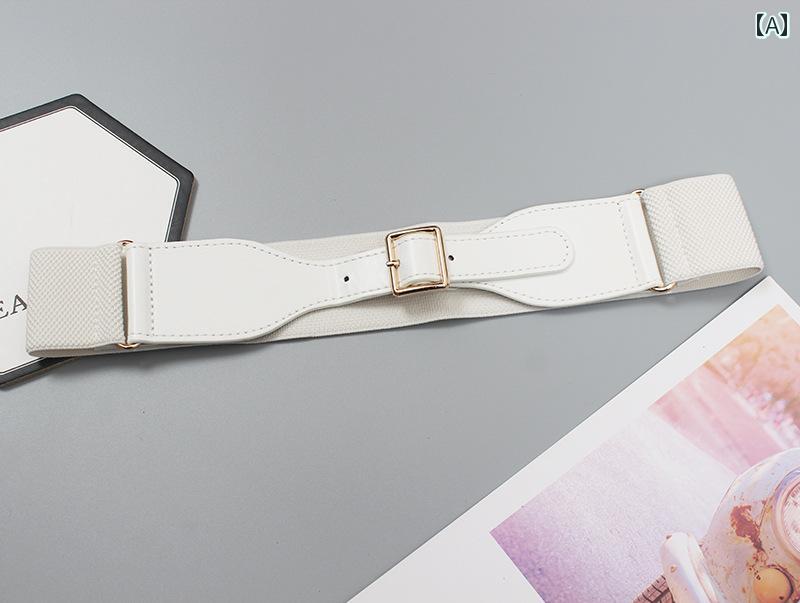 レディース ストレッチ 幅広 ベルト 装飾 ドレス ウエストマーク ホワイト キャメル ブラック レッド アプリコット ファッション スカート