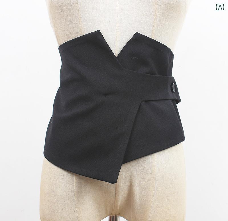 レディース 黒 布 ベルト 装飾 ドレス スカート ワイド レトロ ウエストマーク ファッション アクセント