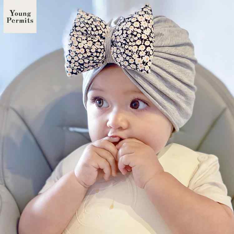 ベビー 帽子 かわいい ターバンキャップ リボン 花柄 軽量 頭 ヘッド 保護 幼児 赤ちゃん 装飾 春夏 屋..