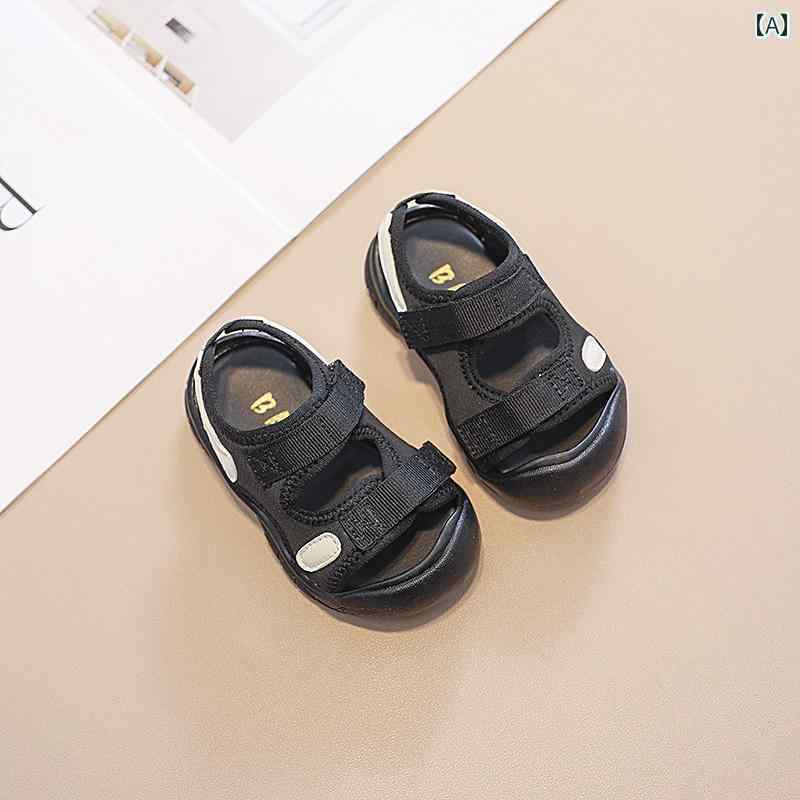 ベビー キッズ シューズ 夏 レザー サンダル 滑りにくい 柔らかい スポーツ カジュアル トゥキャップ ..