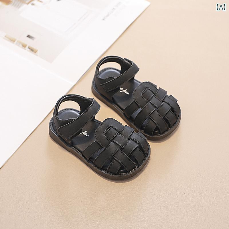 ベビー キッズ シューズ 夏 サンダル ローマン 夏 アンチキック 滑りにくい 軽量 子供 スポーツ ビーチ..