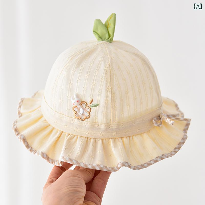 ベビー 帽子 サンハット 日よけ うさぎ柄 シンプル 頭 ヘッド 保護 雑貨 かわいい ...
