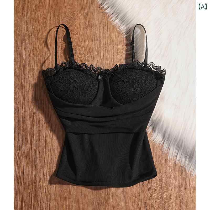 レディース 夏 レース キャミソール モテ服 セクシー お腹見せ レイヤード おしゃれ 女の子 韓国 イベ..
