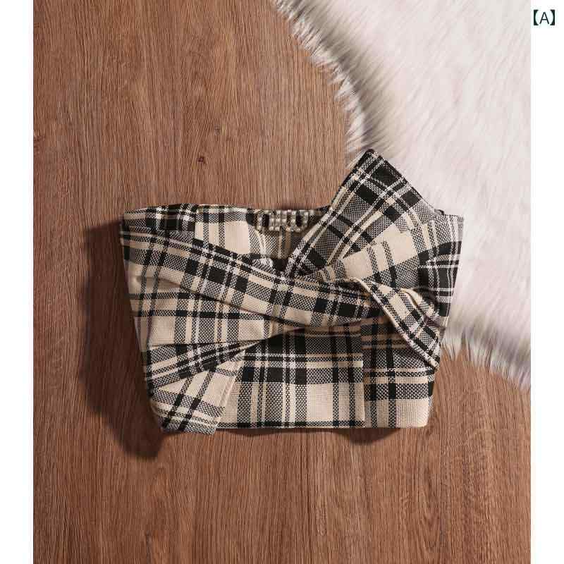 チューブトップ ビスチェ チェック ショート丈 タイトフィット スリム 女の子 トップス モダン セクシー 魅惑 アーバン レディース