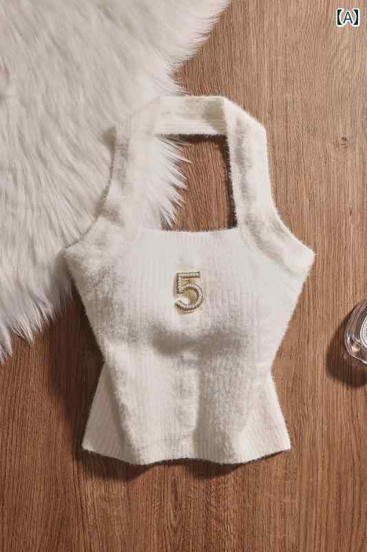 キャミソール ノースリーブ ショート丈 起毛 秋冬 タイトフィット スリム 女の子 トップス モダン セク..