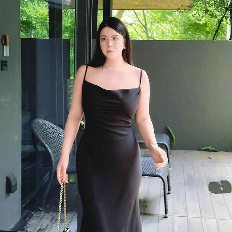 レディース ぽっちゃり ドレス パーティー グラマー 夏 サスペンダー 大きいサイズ ワンピース レディース レトロ フィッシュテール スカート シンプル