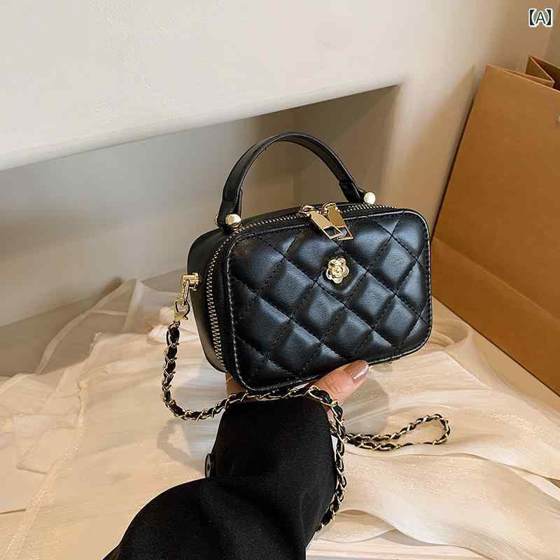 子供バッグ 菱格模様 ミニバッグ ショルダーバッグ クロスボディバック 正方形バッグ 小物入れ 斜め掛けバッグ チェーンストラップ 女の子