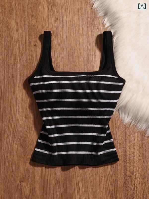 レディース トップス ボーダータンクトップ モテ服 セクシー お腹見せ レイヤード おしゃれ 女の子 韓..