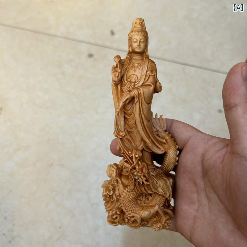 観音菩薩 木 置物 仏具 神具 インテリア ディスプレイ レトロ 小物 アート 縁起物 彫刻 菩薩 仏像 仏陀 チャイナ風(3)