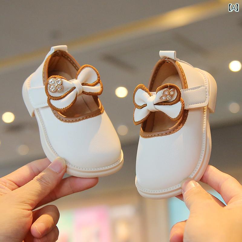 ベビー キッズ シューズ フォーマル 春秋 英国風 通気性 靴 リボン レザー プリンセス 赤ちゃん 幼児 女の子 ソフト ソール 滑り防止