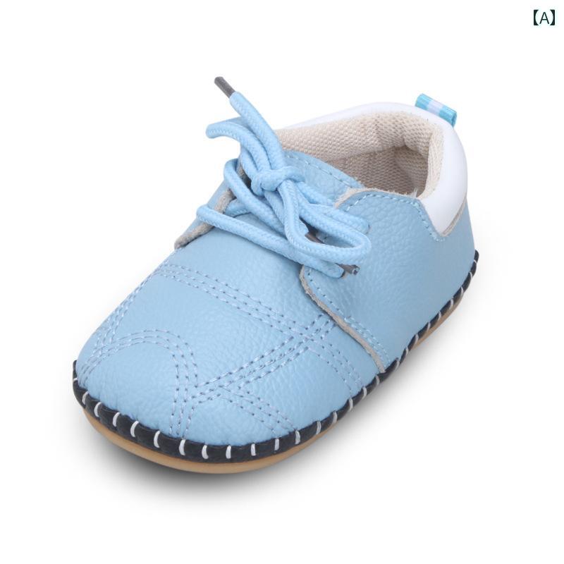 ベビー キッズ シューズ レザー カジュアル スニーカー 滑りにくい ソフトソール 赤ちゃん 幼児 靴 レースアップ 革靴 ファーストシューズ