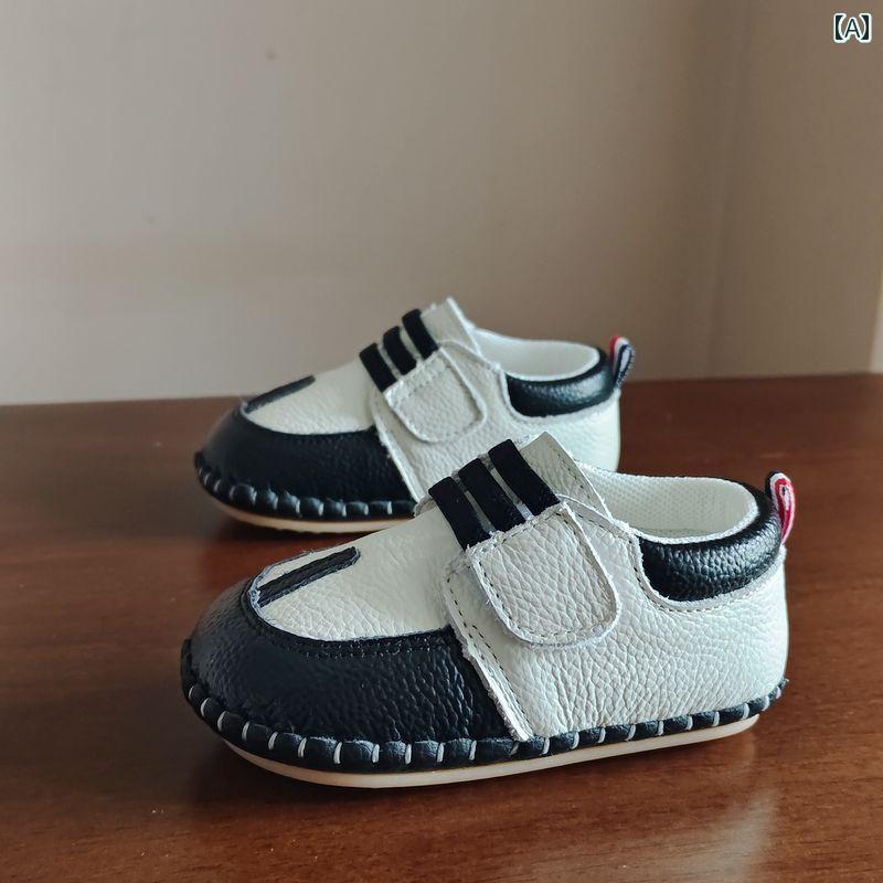 ベビー キッズ シューズ レザー カジュアル スニーカー ソフトソール 滑りにくい 通気性 革 赤ちゃん ..