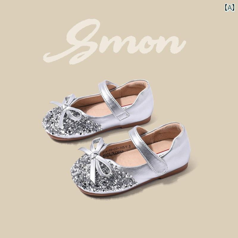 キッズ ジュニア シューズ パーティー ドレス プリンセス 女の子 ラインストーン ラウンドトゥ ソフト ..