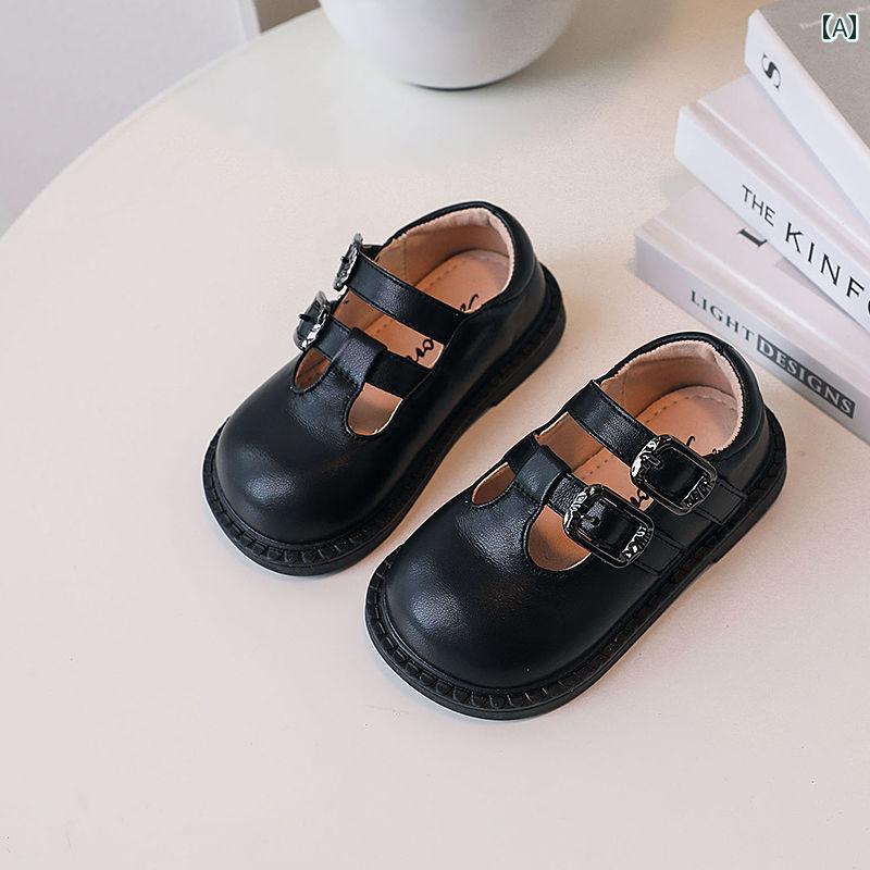 キッズ ジュニア シューズ 革靴 フォーマル カジュアル ブリティッシュ ラウンドトゥ レザー 女の子 ソフトソール 子供 プリンセス オールシーズン 幼児 靴