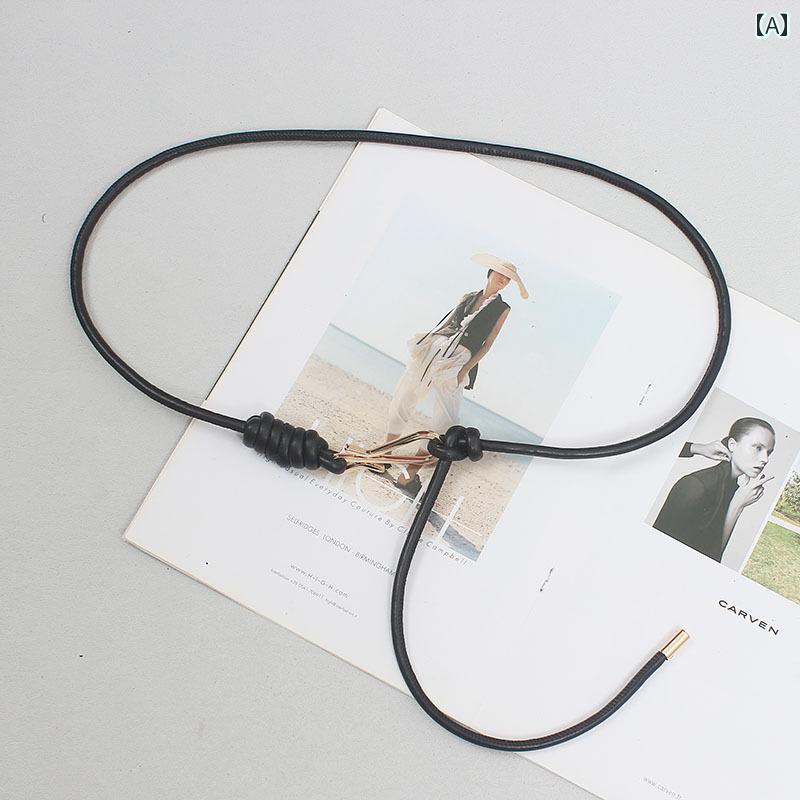 ベルト おしゃれ 黒 結び目 レディース 装飾 ドレス 夏 革 ファッション スカート ウエスト アクセサリー 紐