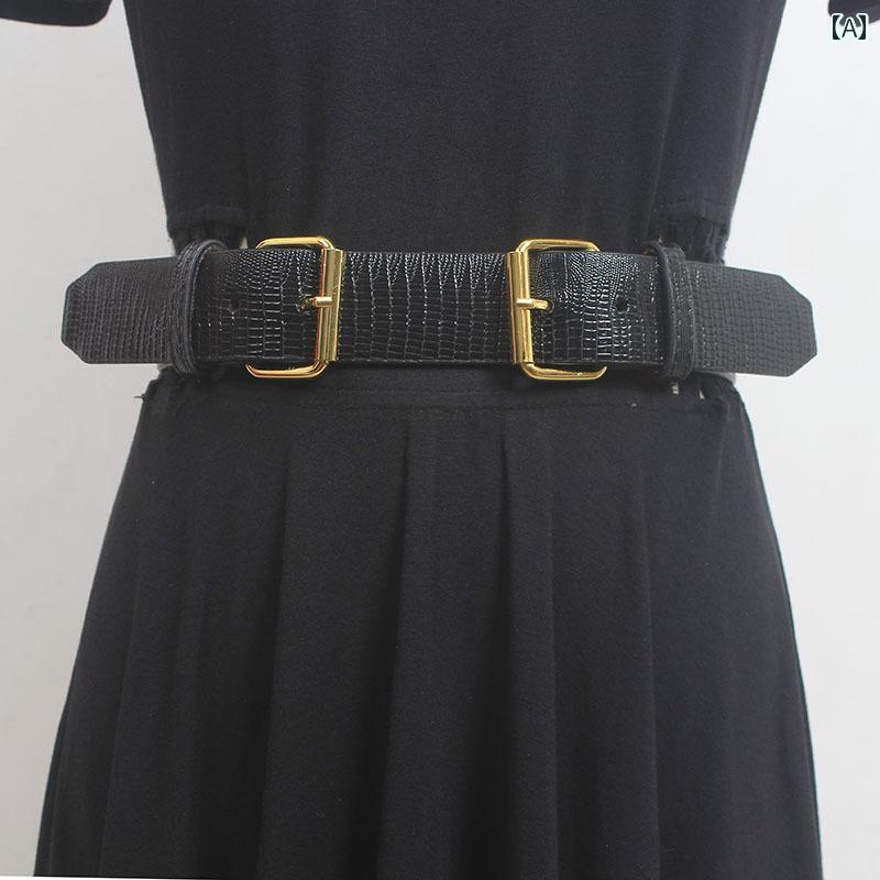 ベルト 幅広 レディース おしゃれ ウエストマーク ファッション 装飾 スカート ドレス ストレッチ レトロ 黒 ワイド ウエストゴム カジュアル
