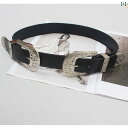 ジーンズベルト ウエスタン ヴィンテージ風 レトロ メタル バックル アクセサリー 装飾 ラージ シルバーバックル レディース ベルト