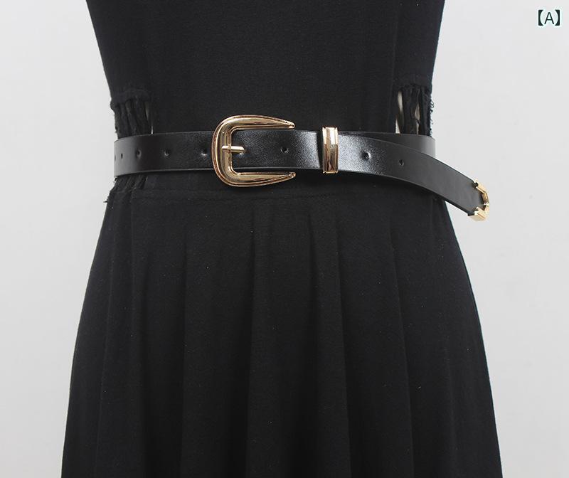 ベルト レディース 装飾 PU レザー ブラック レディース シンプル 快適 スカート パンツ デイリー