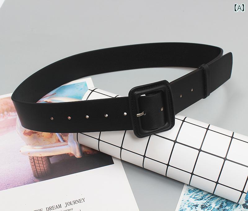 ワイド ベルト スカート 装飾 ウエストマーク レザー レディース 幅広 ファッション シンプル