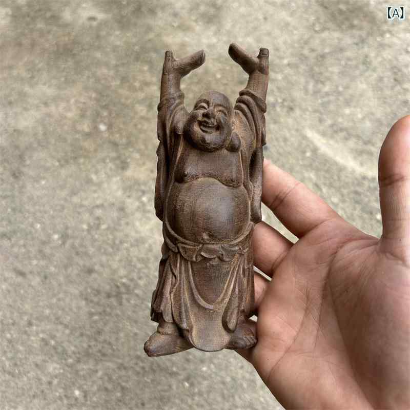 弥勒菩薩 布袋 七福神 木 置物 仏具 神具 インテリア ディスプレイ レトロ 小物 アート 縁起物 彫刻 菩薩 仏像 仏陀 チャイナ風(3)