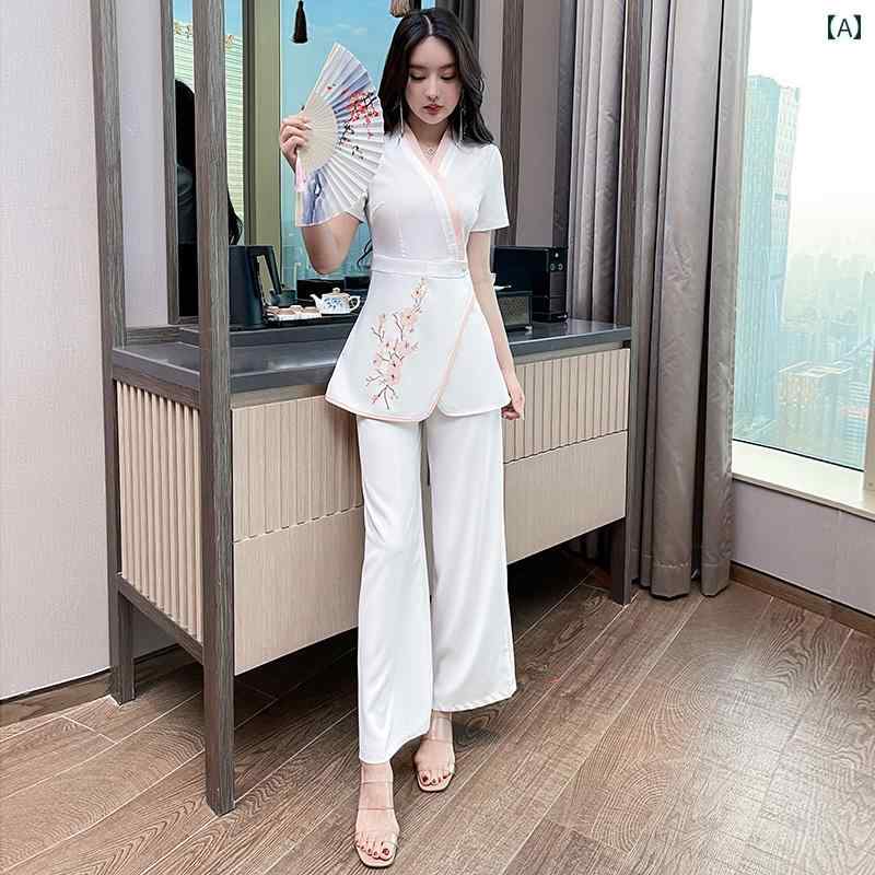 レディース レディース ユニフォーム 制服 パンツ スーツ ビューティサロン エステ 美容 施術 セラピスト フロント スパ マッサージ ヘルスケア 白 スタイリッシュ