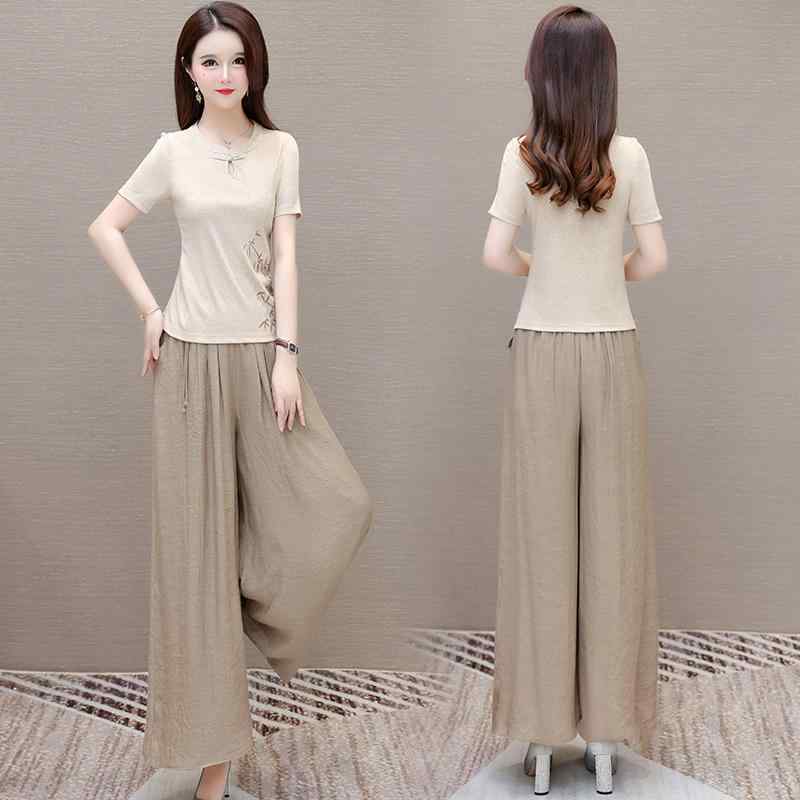 レディース ファッション セットアップ トップス スーツ セット パンツ ズボン ロング スリム フィット 涼感 通気性 豪華感 エレガント 夏 レディース