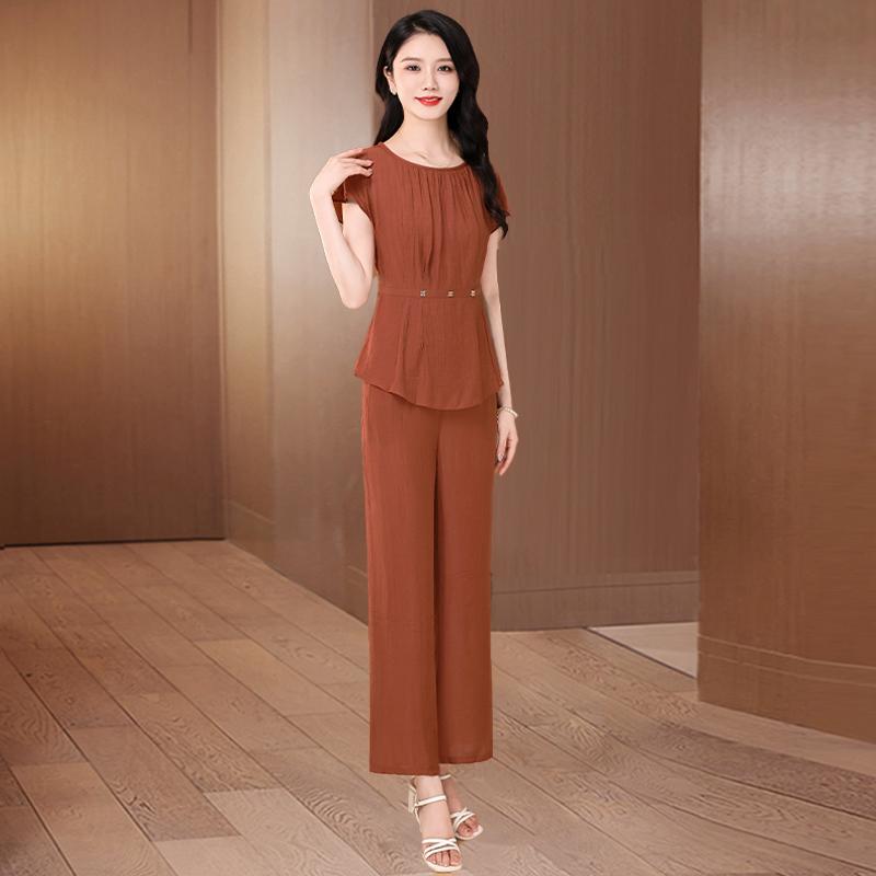 ファッション セットアップ トップス スーツ セット パンツ ズボン ロング スリム ストレッチ性 フィット 美脚 豪華感 エレガント 夏 レディース レディース