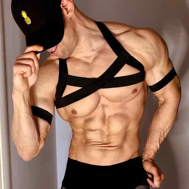 メンズ チェストストラップ 弾性 ロープ フィットネス 弾性 バンド 胸 筋トレーニング 器具 プル バン..