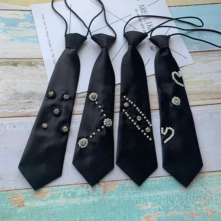 シャツ レディース ネクタイ 28センチメートル ネクタイ フラワー パール 蝶 ネクタイ カレッジ 韓国 制服 JK ネクタイ フリー