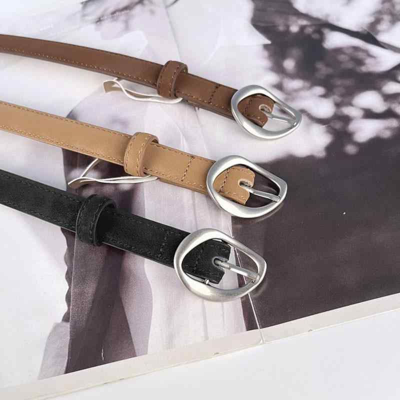 レディース カジュアル ジーンズ ベルト マット 牛革 シルバーバックル ベルト ジーンズ ベルト 装飾 韓国