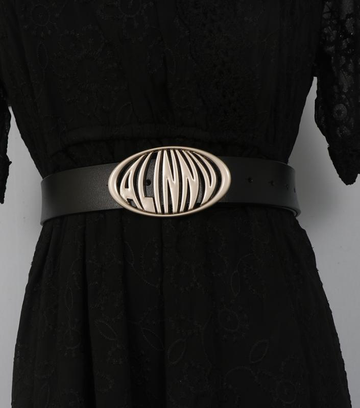 レディース カジュアル ジーンズ ベルト アメリカン シルバー ボタン 革 牛革 ジーンズ ベルト