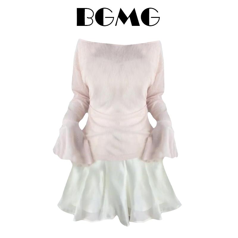 スカート レディース 夏 ショート 女の子 独白 ピンク ワンショルダー 薄手 セーター トップス 日焼け防止 スーツ 美白