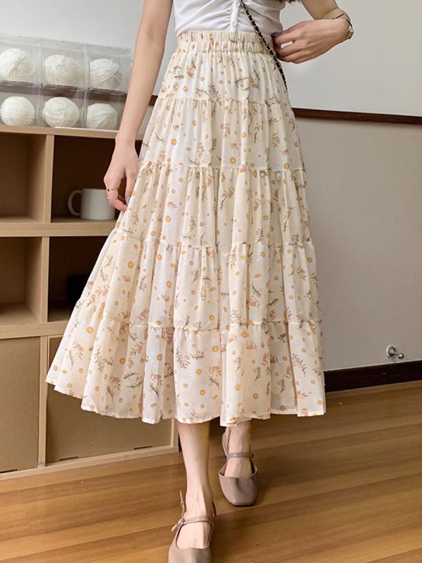 スカート レディース 夏 シフォン ケーキ ハーフ レングス 股 カバー 大 スイング アンブレラ ミドル丈..