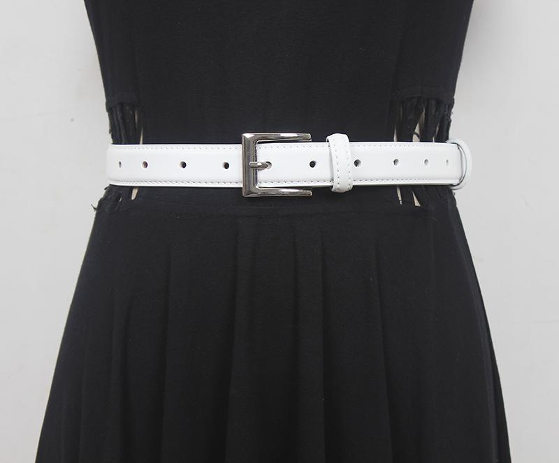 レディース カジュアル ベルト おしゃれ ベルト レザー スクエア バックル 装飾 インス ファッション 牛革 ジーンズ ベルト ブラック