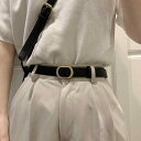 パンツ レディース ベルト レトロ 薄手 黒 ベルト 装飾 ジーンズ ベルト ファッション 学生 ベルト