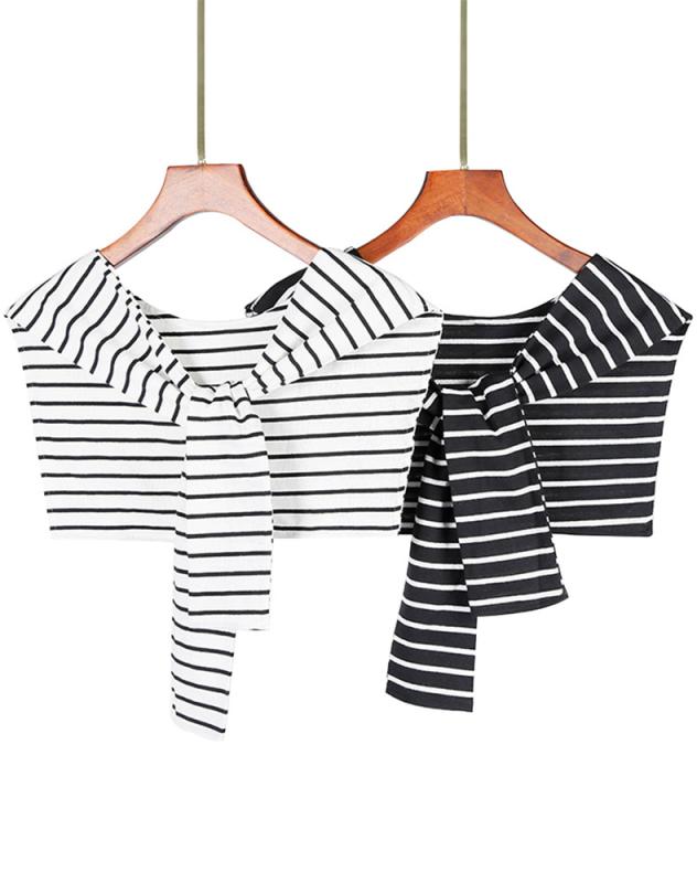 シャツ レディース 秋 春 ニット エアコン ショルダー ショール アウター 韓国 ストライプ マッチング